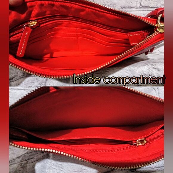 Dooney & Bourke Leather red Carrington Pouch clutch - Picture 5 of 8